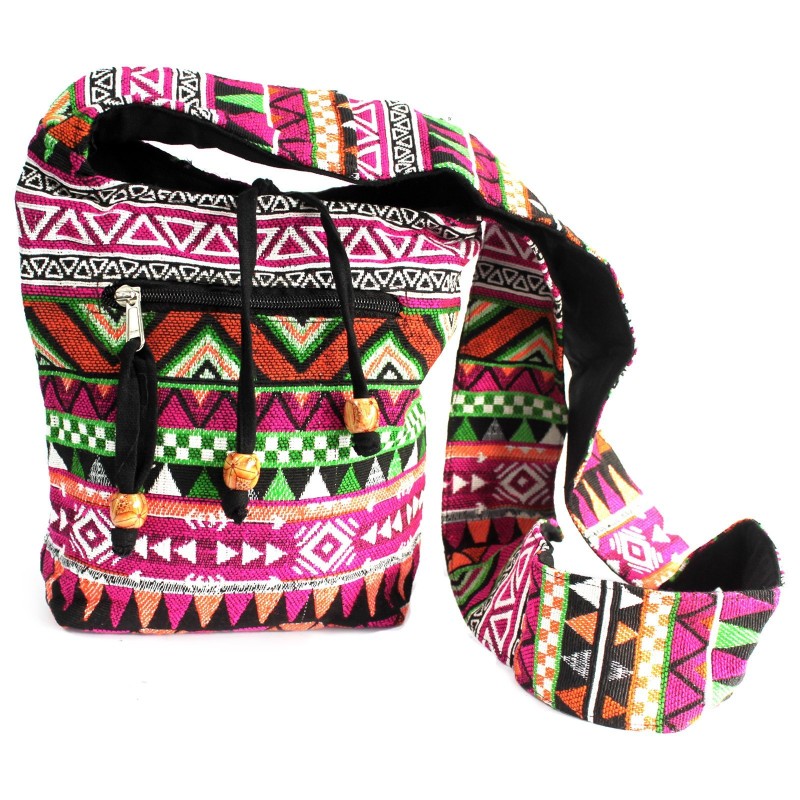 Jacquard Fabric - Small backpack. Pink-CASUAL BAGS NEPAL-HOSTENATURA