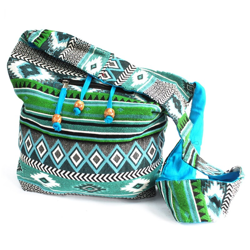 Jacquard Fabric - Small backpack. Teal-CASUAL BAGS NEPAL-HOSTENATURA