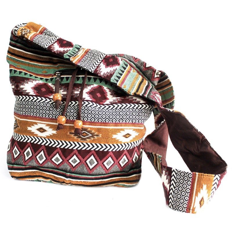 Tessuto Jacquard - Zaino piccolo Cioccolato-BORSE CASUAL NEPAL-HOSTENATURA