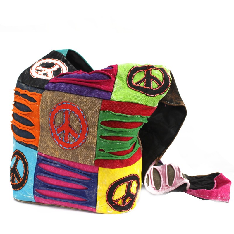 Hippie Style Ethnic Bag - Sand / Peace-HIPPIE ETHNIC BAGS-HOSTENATURA