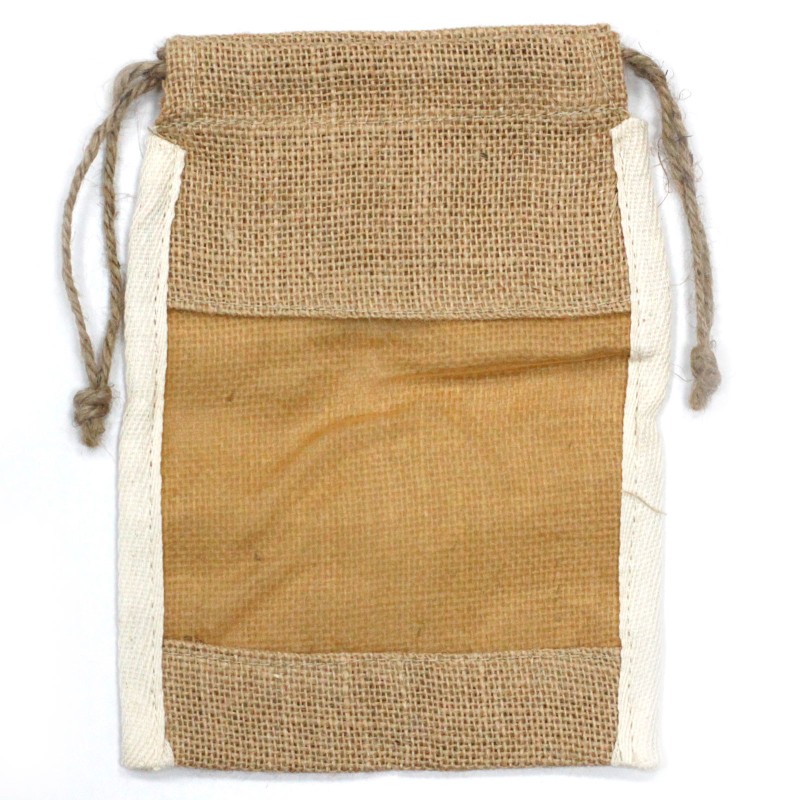 Medium Washed Jute Bag - 21x15cm-100% COTTON BAGS-HOSTENATURA