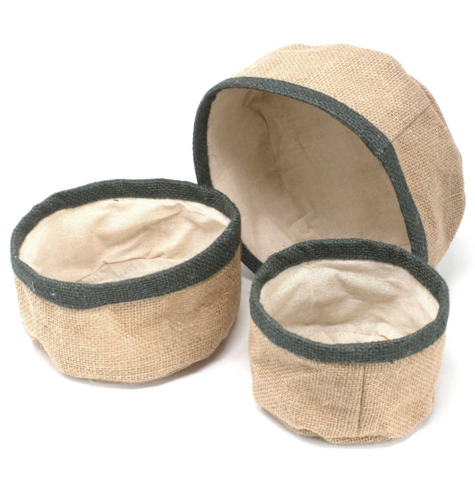 Conjunto de 3 cestas de yute natural - Carbón