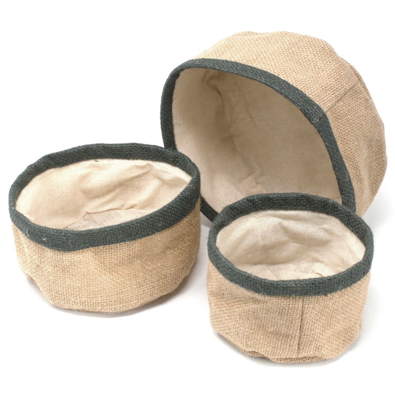 Set de 3 cestas de yute natural - Carbón-CESTAS DE YUTE-HOSTENATURA