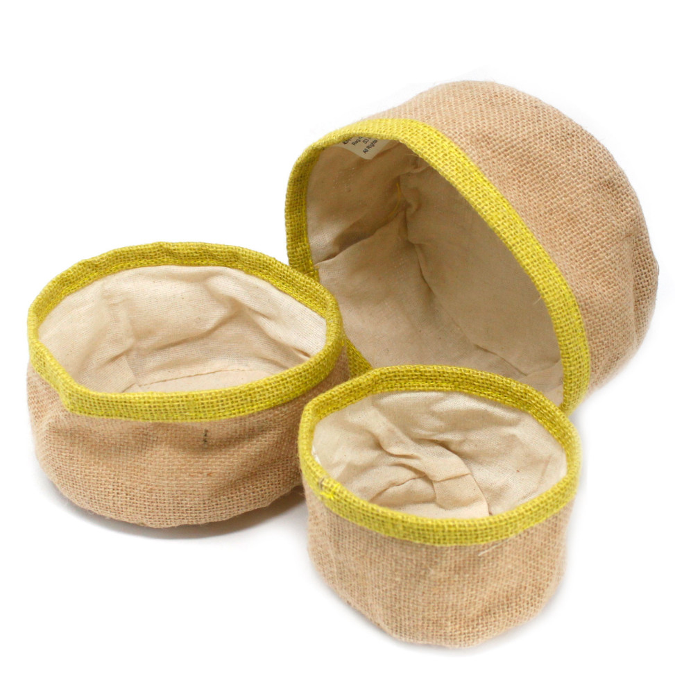 Conjunto de 3 cestas de yute natural - Oliva
