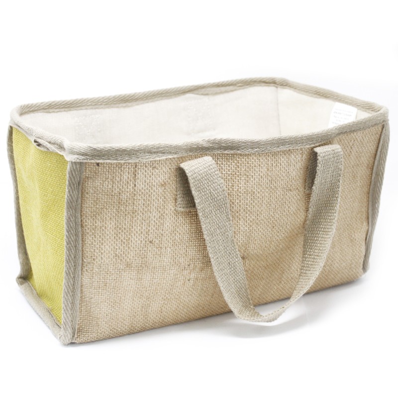 Large jute basket - 33x18x20cm - Yellow-JUTE BASKETS-HOSTENATURA