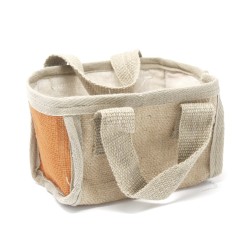 Small jute basket - 16x10x12cm - Orange