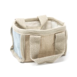 Klein jute mandje - 16x10x12cm - Blauw