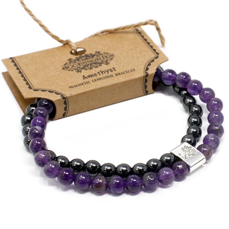 Magnetic Gemstone Bracelet - Amethyst-MAGNETIC STONE BRACELETS-HOSTENATURA