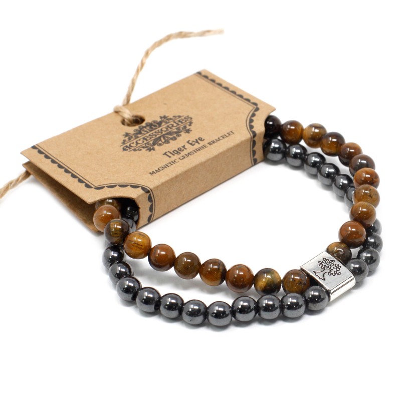 Magnetic Gemstone Bracelet - Tiger's Eye-MAGNETIC STONE BRACELETS-HOSTENATURA