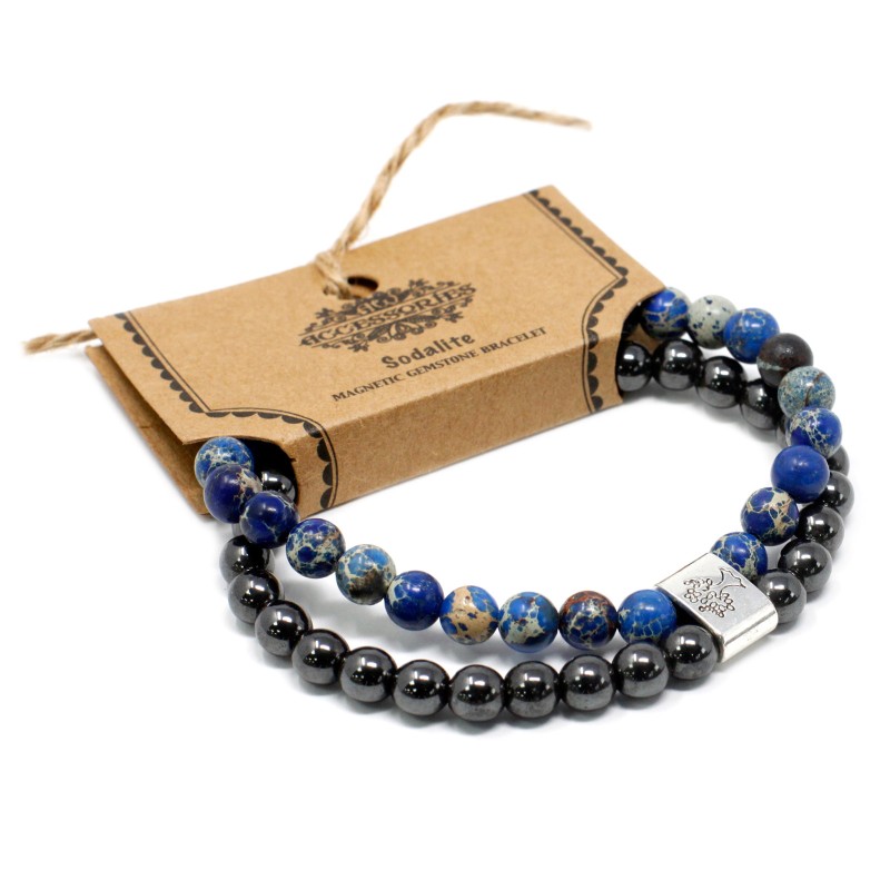 Bracciale con pietre preziose magnetiche - Sodalite-BRACCIALETTI IN PIETRA MAGNETICA-HOSTENATURA