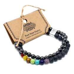 Bracciale magnetico con pietre preziose - Chakra della pietra nera