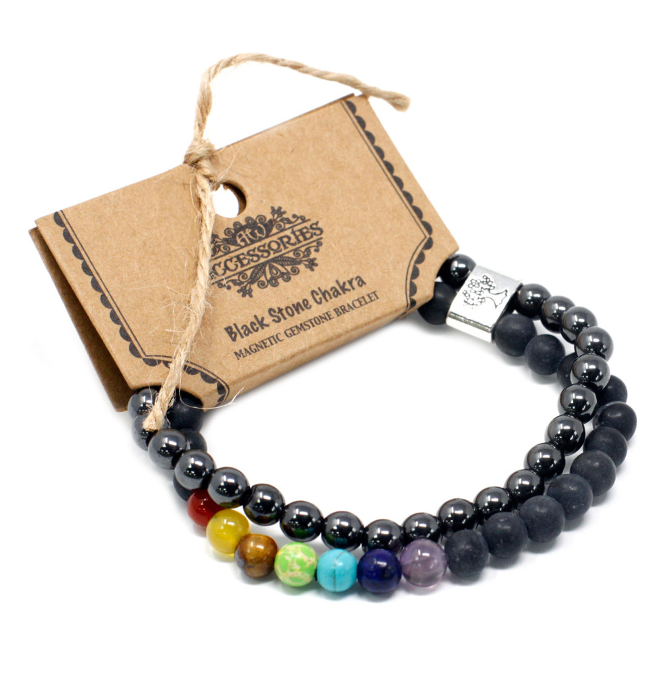 Pulsera de Piedras Preciosas Magnéticas - Chakra Piedra Negra-PULSERAS PIEDRAS MAGNETICAS-HOSTENATURA