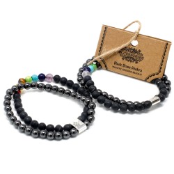 Pulsera de Piedras Preciosas Magnéticas - Chakra Piedra Negra - 3