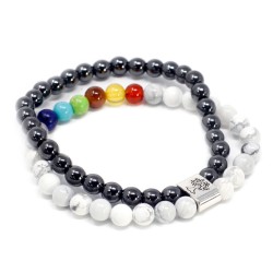 Pulsera de Piedras Preciosas Magnéticas - Chakra Howlita Blanco - 2