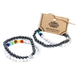 Pulsera de Piedras Preciosas Magnéticas - Chakra Howlita Blanco - 3