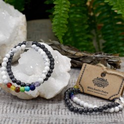 Pulsera de Piedras Preciosas Magnéticas - Chakra Howlita Blanco - 4