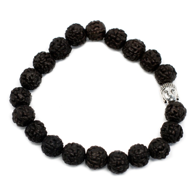 Bracciale Rudraksha Buddha Japa Mala - scuro-RUDRAKSHA BUDDA GIAPPONE MALA-HOSTENATURA