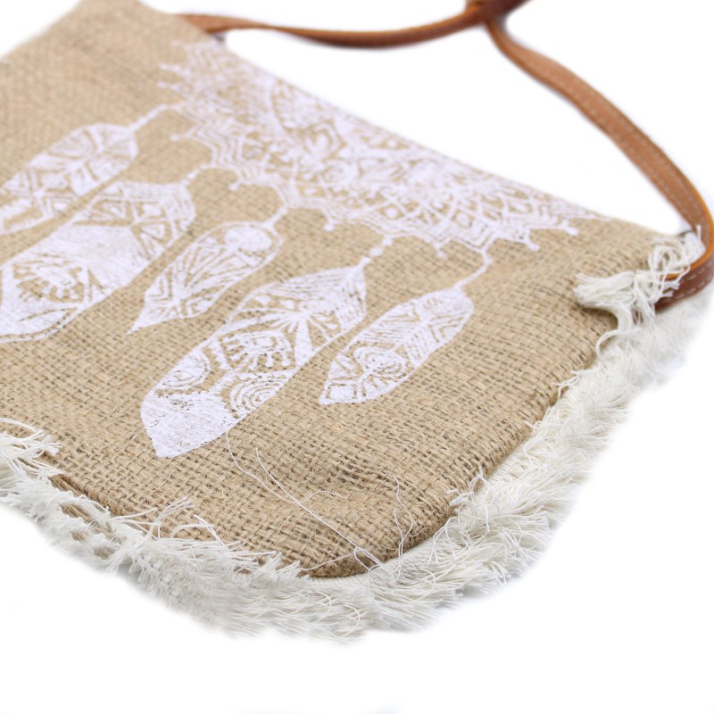 Fringed bag - Atra print. Dreams-ECOLOGICAL JUTE BAGS-HOSTENATURA