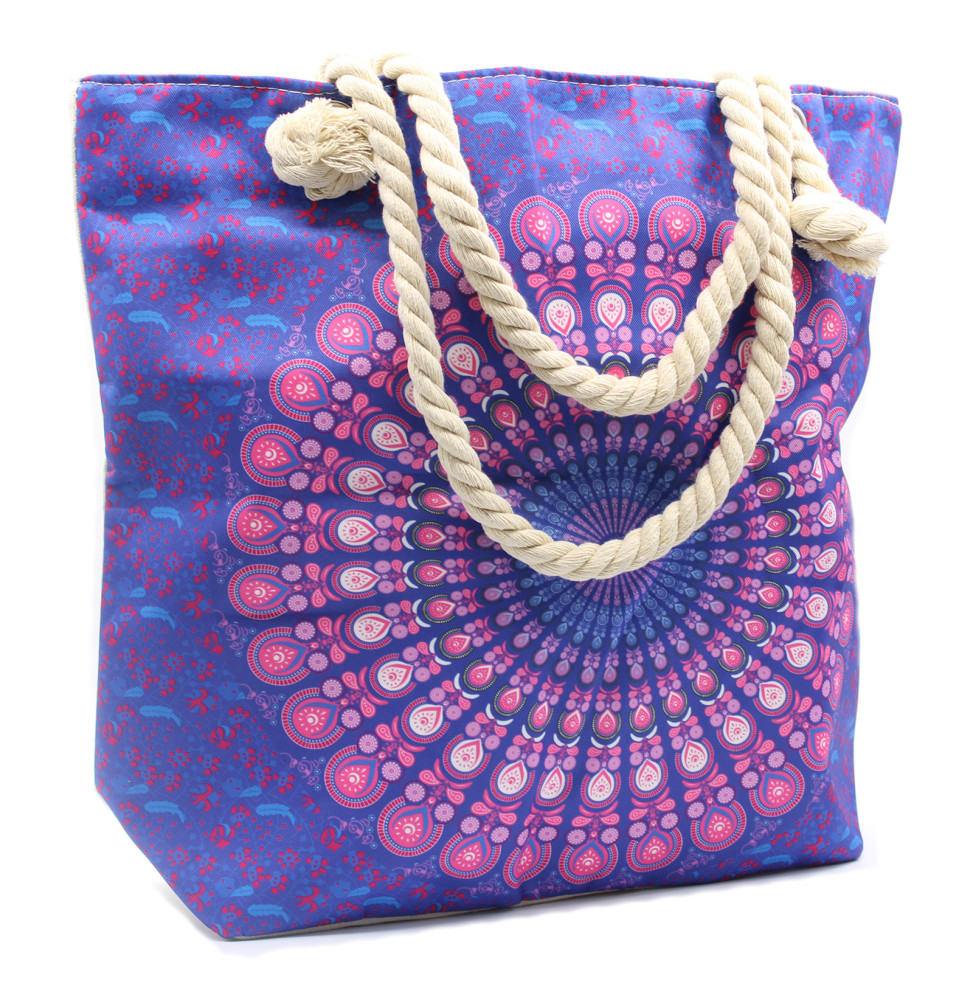 Bolso Mandala con Asa de Cuerda - Azul Violeta