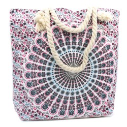 Mandala Bag with Rope Handle - Electric Blue