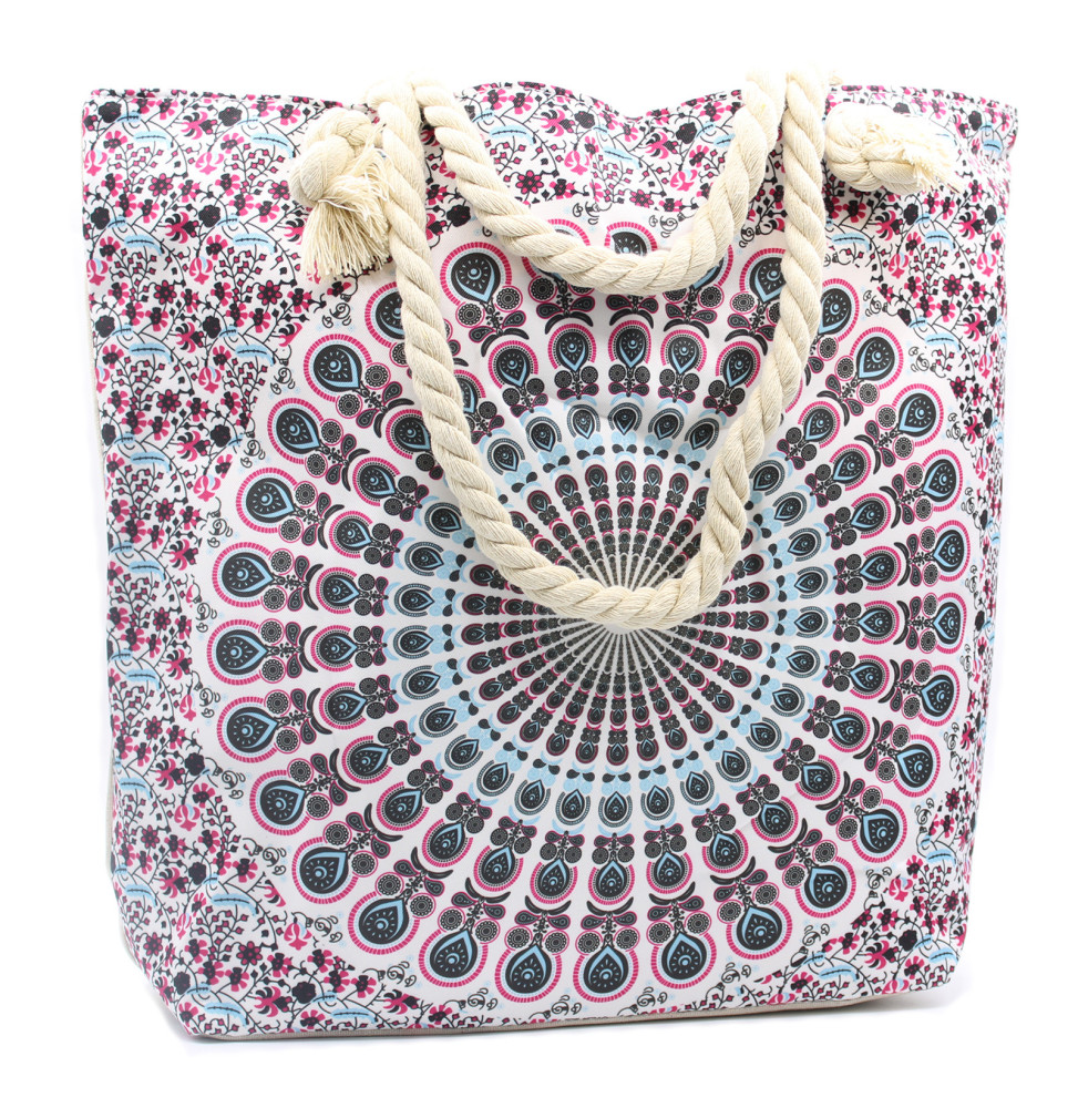 Bolso Mandala con Asa de Cuerda - Azul Eléctrico-SAC MANDALA-HOSTENATURA