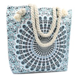 Bolsa Mandala con asa de corda - Celeste