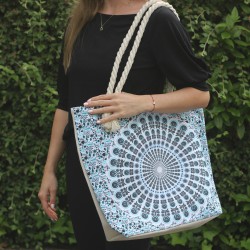 Bolso Mandala Asa De Cuerda - Azul Cielo - 2