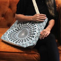 Bolso Mandala Asa De Cuerda - Azul Cielo - 4