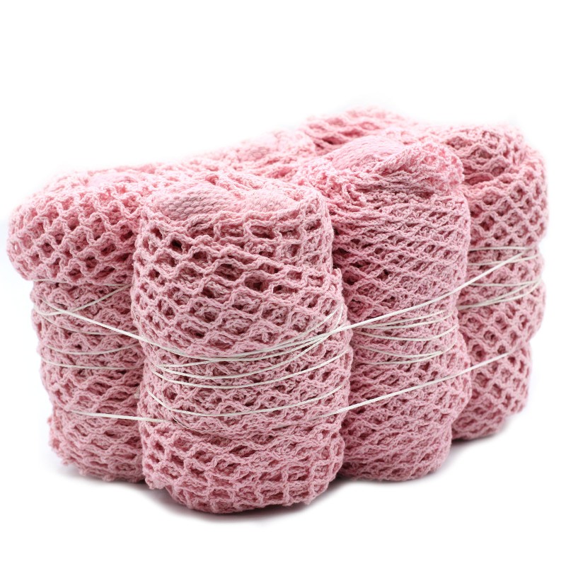 Pure Cotton Mesh Bag - Pink-COTTON AND JUTE MESH BAG-HOSTENATURA