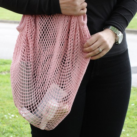 Bolsa de Malla de Algodón Puro - Rosa  - 4