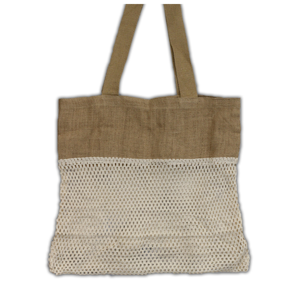 Bolsa de Malla de Yute Suave Puro y Algodón - Natural-コットンとジュートのメッシュバッグ-HOSTENATURA