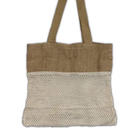 Bolsa de Malla de Yute Suave Puro y Algodón - Natural  - 1