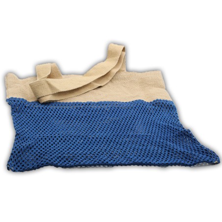 Bolsa de Malla de Yute Suave Puro y Algodón- Denim  - 4