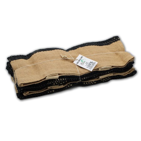 Bolsa de Malla de Yute Suave Puro y Algodón- Negro  - 4
