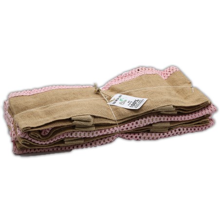 Bolsa de Malla de Yute Suave Puro y Algodón- Rosa  - 2