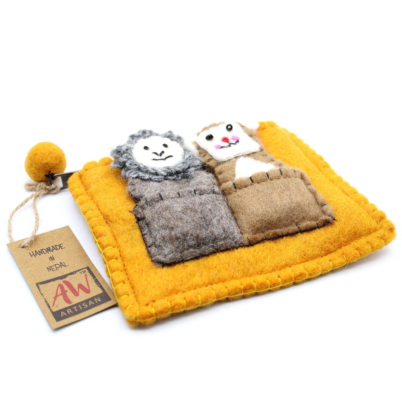 Bag with Finger Puppets - Bear and Sheep-FINGER PUPPET BAGS-HOSTENATURA