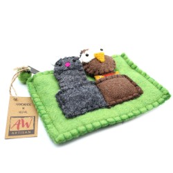 Bag with Finger Puppets - Owl and Kitten