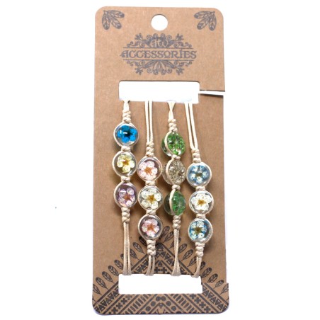 Flores Prensadas - Pulsera de tres flores  - 1