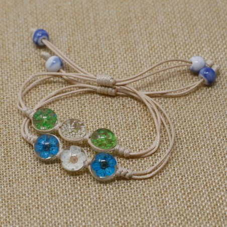 Flores Prensadas - Pulsera de tres flores  - 4
