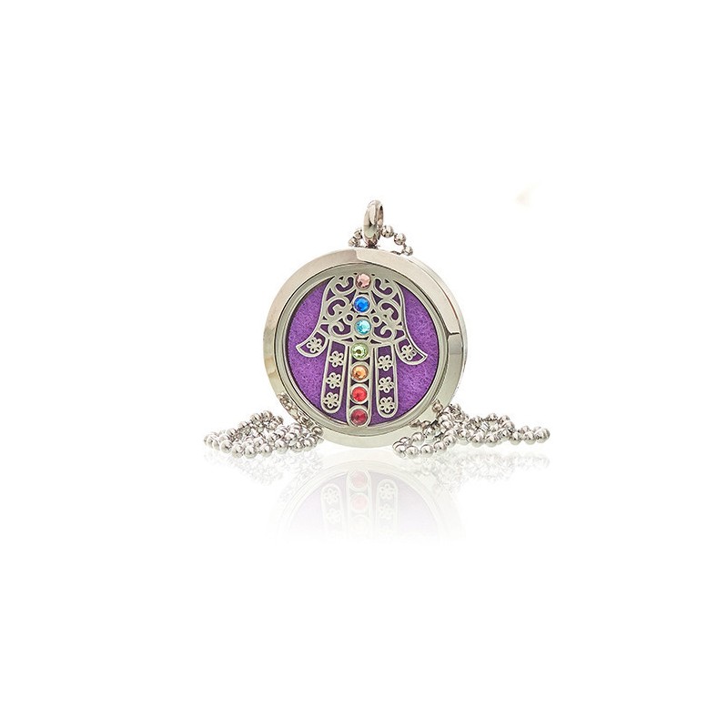 Aromatherapie Schmuck Halskette - Hamsa Chakra - 30mm-AROMATHERAPIE-DIFFUSOR-HALSKETTE-HOSTENATURA