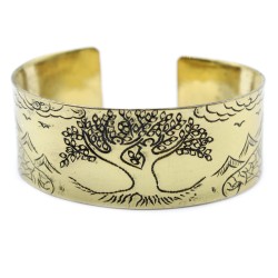 Tibetan Mantra Brass Bracelet - Tree of Life