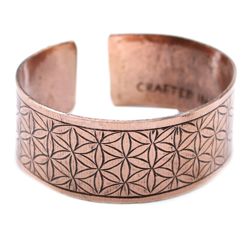 Tibetan Copper Bracelet - Flower of Life-TIBETAN MANTRA BRACELETS-HOSTENATURA