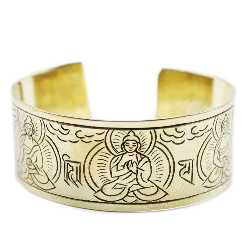 Tibetan Brass Bracelet - Five Buddhas-TIBETAN MANTRA BRACELETS-HOSTENATURA