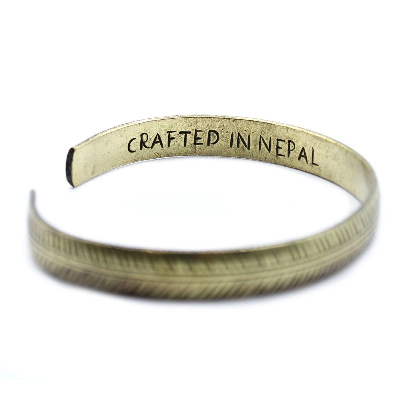 Tibetan Brass Bracelet - Thin Tribal Blade-TIBETAN MANTRA BRACELETS-HOSTENATURA