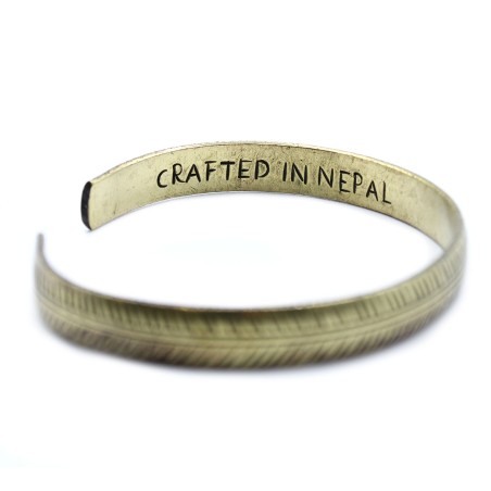 Pulsera Tibetana de Latón - Hoja Tribal Delgada  - 1