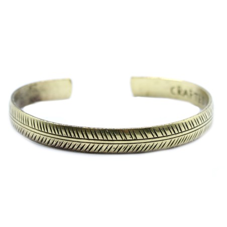 Pulsera Tibetana de Latón - Hoja Tribal Delgada  - 3