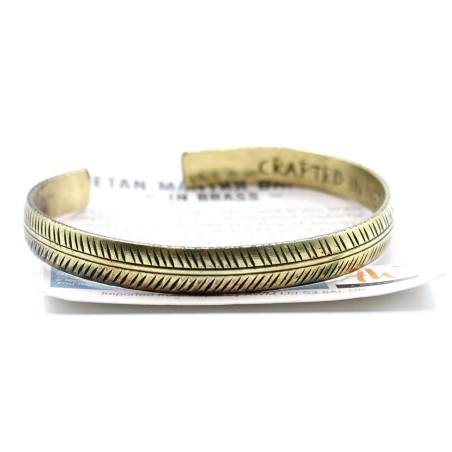 Pulsera Tibetana de Latón - Hoja Tribal Delgada  - 4