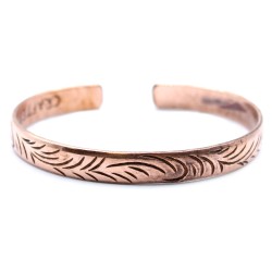 Tibetan Copper Bracelet - Thin Tribal Swirls