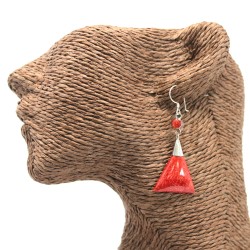 925 silver coral style earring - double triangular drop