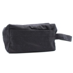 Black cotton toiletry bag 10 oz - classic square